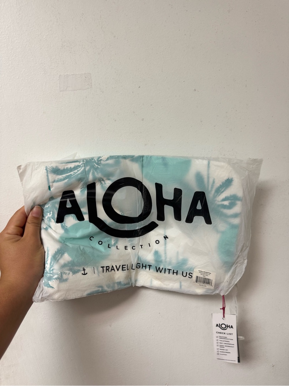 ALOHA Collection White & Teal Tie-Dye Travel Pouch